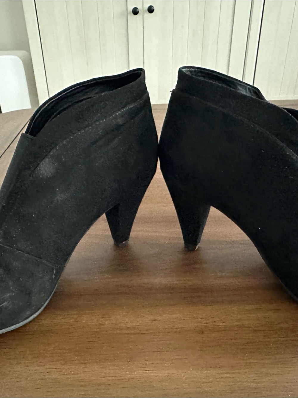 CL by Chinese Laundry Black Suede Ankle Booties with Sculpted Heel